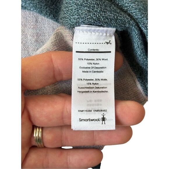 Smartwool Womens Shadow Pine Colorblock Sweater size S in Mist Blue Twilight Mar - Picture 6 of 6